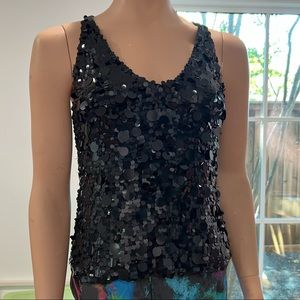Black Sequin Camisole Top